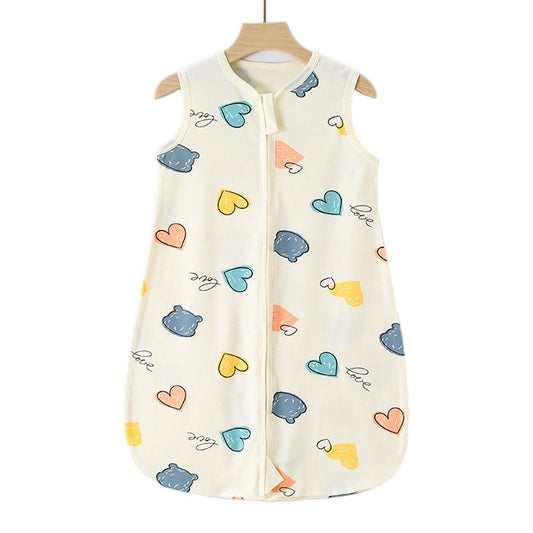 Baby sleeping bag Class A integrated four season mushroom sleeping bag zipper vest pure cotton baby anti kick vest