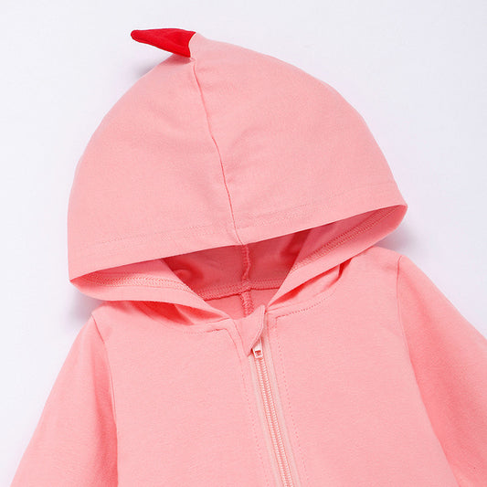 New Style Baby Long Sleeve Crawling Suit Spring And Autumn Dinosaur Hooded Zipper One-Piece Romper Long Crawling Suit