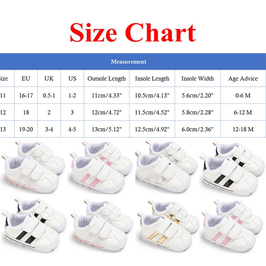 Fashion Toddler Baby 0-18M Soft Sole Hook Loop Prewalker Sneakers Baby Boy Girl Crib Shoes Leather Sports Non-slip Walker Shoes