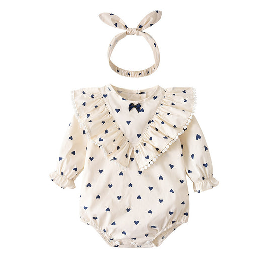 Infant Newborn Cotton Clothes Autumn Baby Clothing Bag Fart Clothing Love Baby Onesie Ins Romper