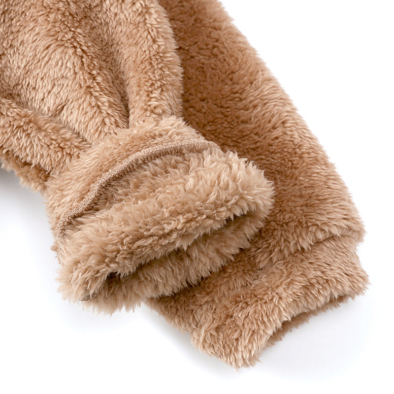 New Children's Clothing Winter Boys And Girls Lamb Velvet Thick Coat Warm Hooded Wool Sweater