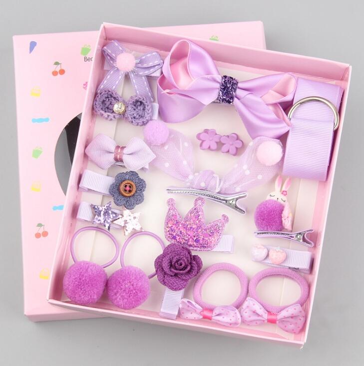 18 Pcs/Box Children Cute Hair Accessories Set Baby Fabric Bow Flower Hairpins Barrette s Hair clips Girls Headdress Gift