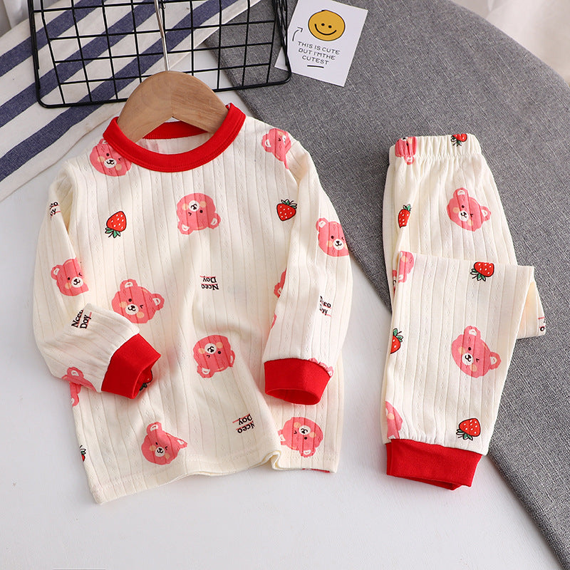 Autumn New Jacquard Cotton Suit Long-Sleeved Underwear Children's Pajamas Home Clothes