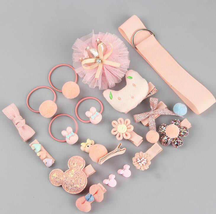 18 Pcs/Box Children Cute Hair Accessories Set Baby Fabric Bow Flower Hairpins Barrette s Hair clips Girls Headdress Gift