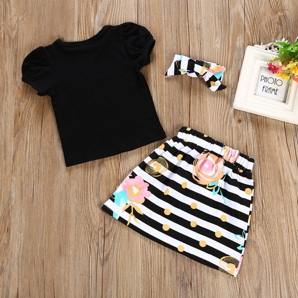 3Pcs T-shirt Romper Skirt Headband Big Little Sister Twins Clothes Baby Girl Clothes Outfits Set
