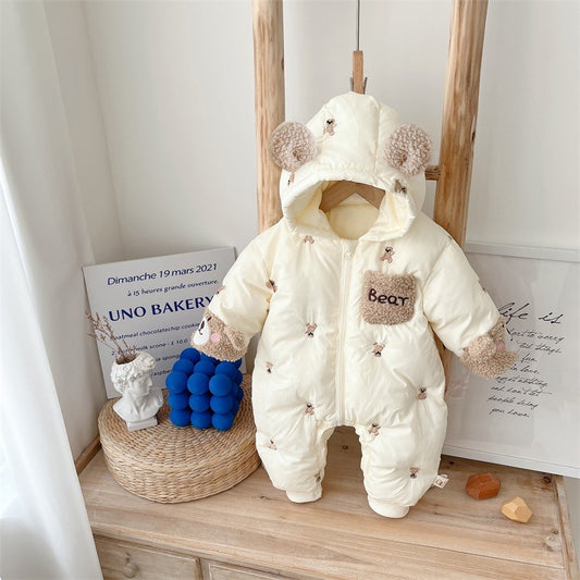Baby's Winter Clothes Plush Thick Cotton Padded Clothes Baby's Lovely One-Piece Clothes Winter Climbing Clothes Cotton Padded Jacket