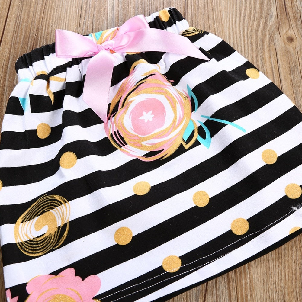 3Pcs T-shirt Romper Skirt Headband Big Little Sister Twins Clothes Baby Girl Clothes Outfits Set