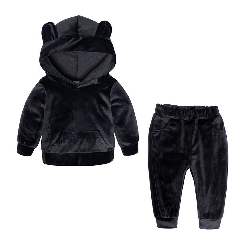 Children's Clothing Boys And Girls Suits Sports And Leisure Gold Velvet Two-Piece Children's Clothes
