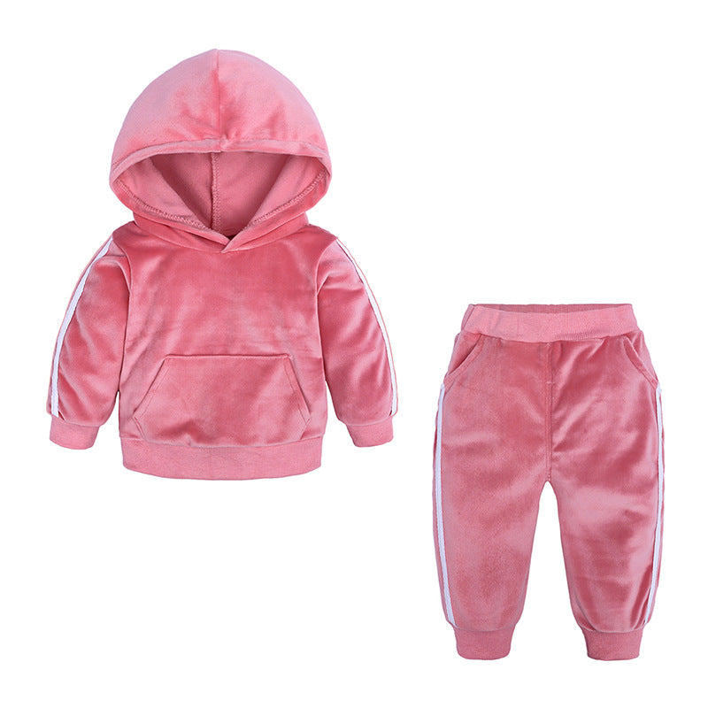 Children's Clothing Boys And Girls Suits Sports And Leisure Gold Velvet Two-Piece Children's Clothes
