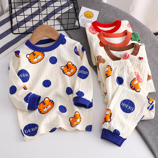Autumn New Jacquard Cotton Suit Long-Sleeved Underwear Children's Pajamas Home Clothes