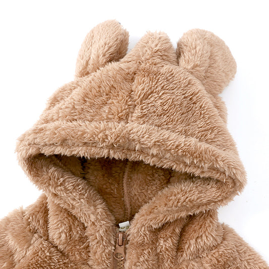 New Children's Clothing Winter Boys And Girls Lamb Velvet Thick Coat Warm Hooded Wool Sweater