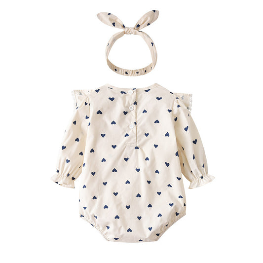 Infant Newborn Cotton Clothes Autumn Baby Clothing Bag Fart Clothing Love Baby Onesie Ins Romper