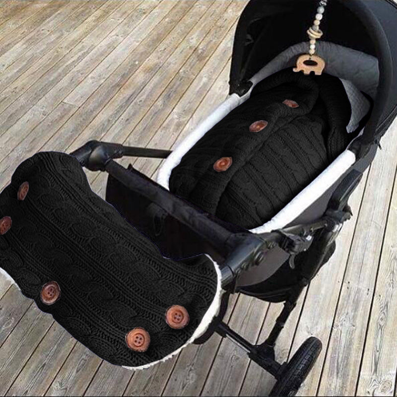 Spring Autumn Winter Knitted Sleeping Bag Stroller Sleeping Bag Swaddle Stroller Sleeping Bag Button Twist Sleeping Bag Plus Velvet Thickened Quilt