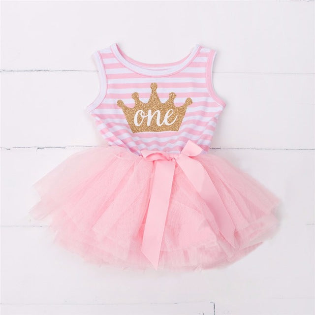 1 Year Baby Girl Dress Princess Girls Tutu Dress Tolldler Kids Clothes Baby Baptism 1st First Birthday Outfits vestido de bebes