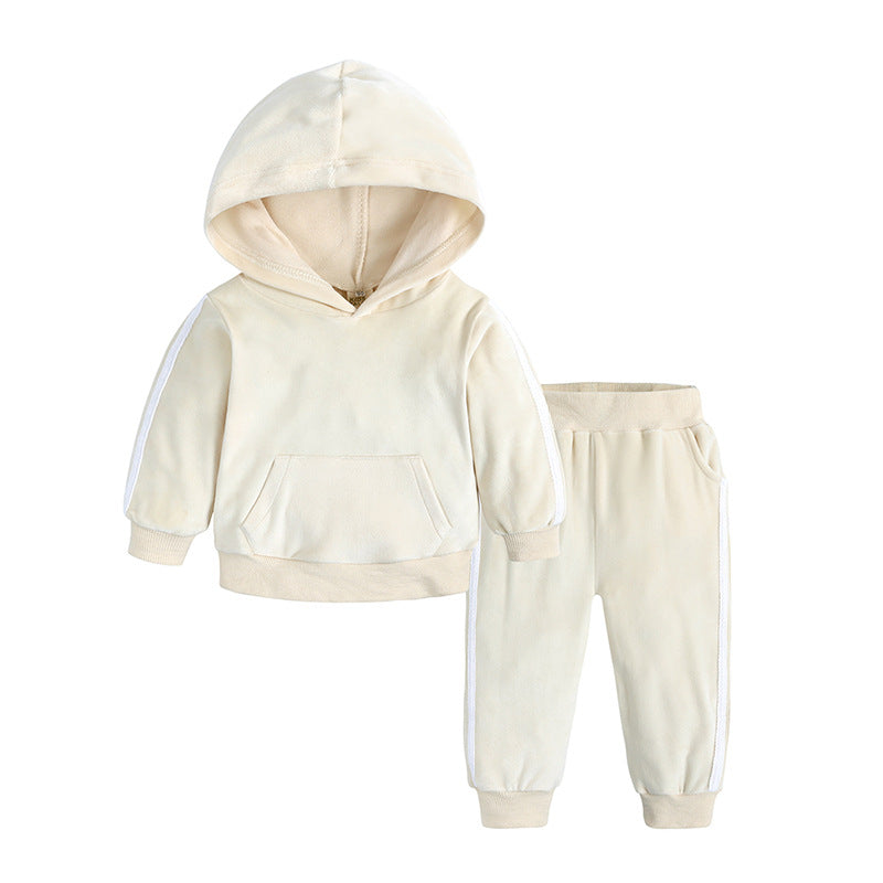Children's Clothing Boys And Girls Suits Sports And Leisure Gold Velvet Two-Piece Children's Clothes