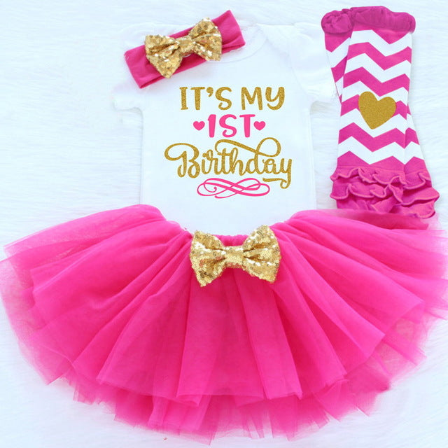 1 Year Baby Girl Dress Princess Girls Tutu Dress Tolldler Kids Clothes Baby Baptism 1st First Birthday Outfits vestido de bebes