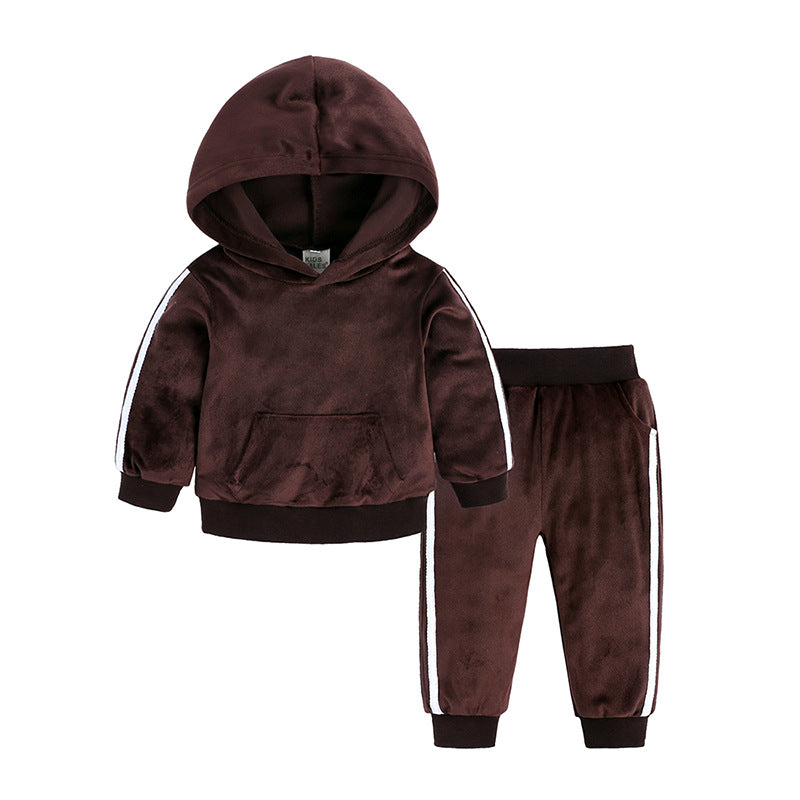 Children's Clothing Boys And Girls Suits Sports And Leisure Gold Velvet Two-Piece Children's Clothes