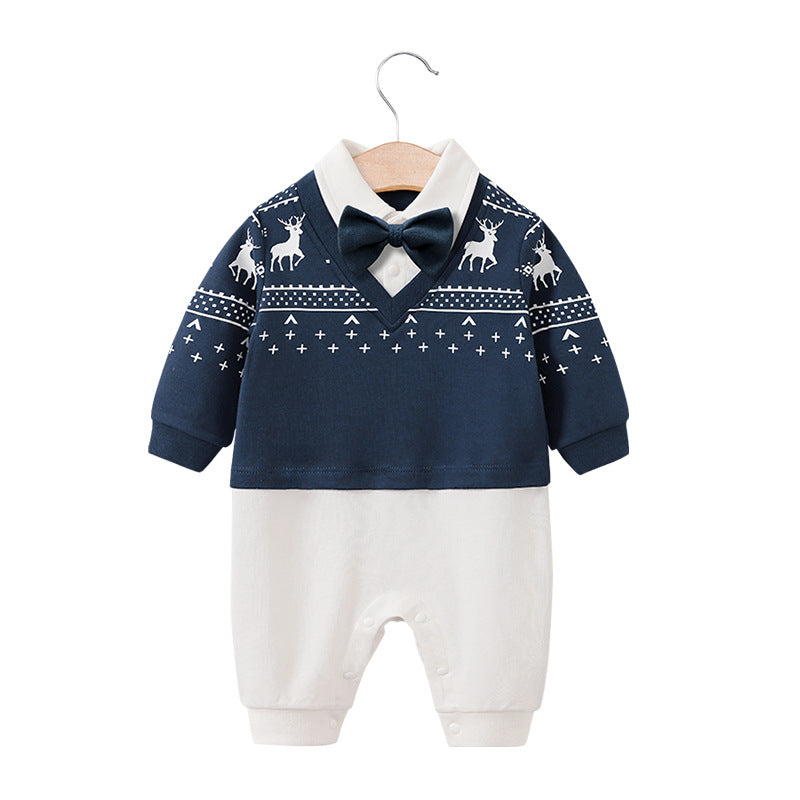 Children's jumpsuit, baby romper, long sleeved newborn hundred day gentlemanly suit, ins style children's clothing
