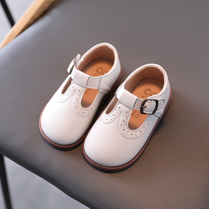 Autumn Girls Leather Shoes Fashion Solid Color Baby Girl Shoes Casual Kids Sneakers Soft Bottom Toddler Shoes Size 21-30 SZ256