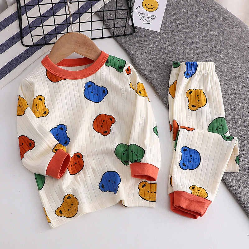 Autumn New Jacquard Cotton Suit Long-Sleeved Underwear Children's Pajamas Home Clothes