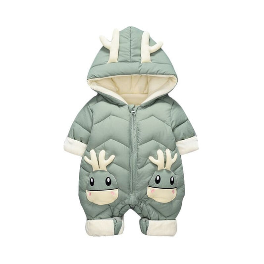 OLEKID Baby Winter Snowsuit Plus Velvet Thick Baby Boys Jumpsuit 0-2 Years Newborn Romper Baby Girls Overalls Toddler Coat