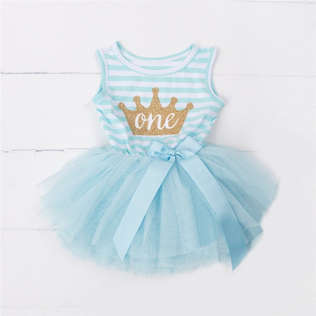 1 Year Baby Girl Dress Princess Girls Tutu Dress Tolldler Kids Clothes Baby Baptism 1st First Birthday Outfits vestido de bebes