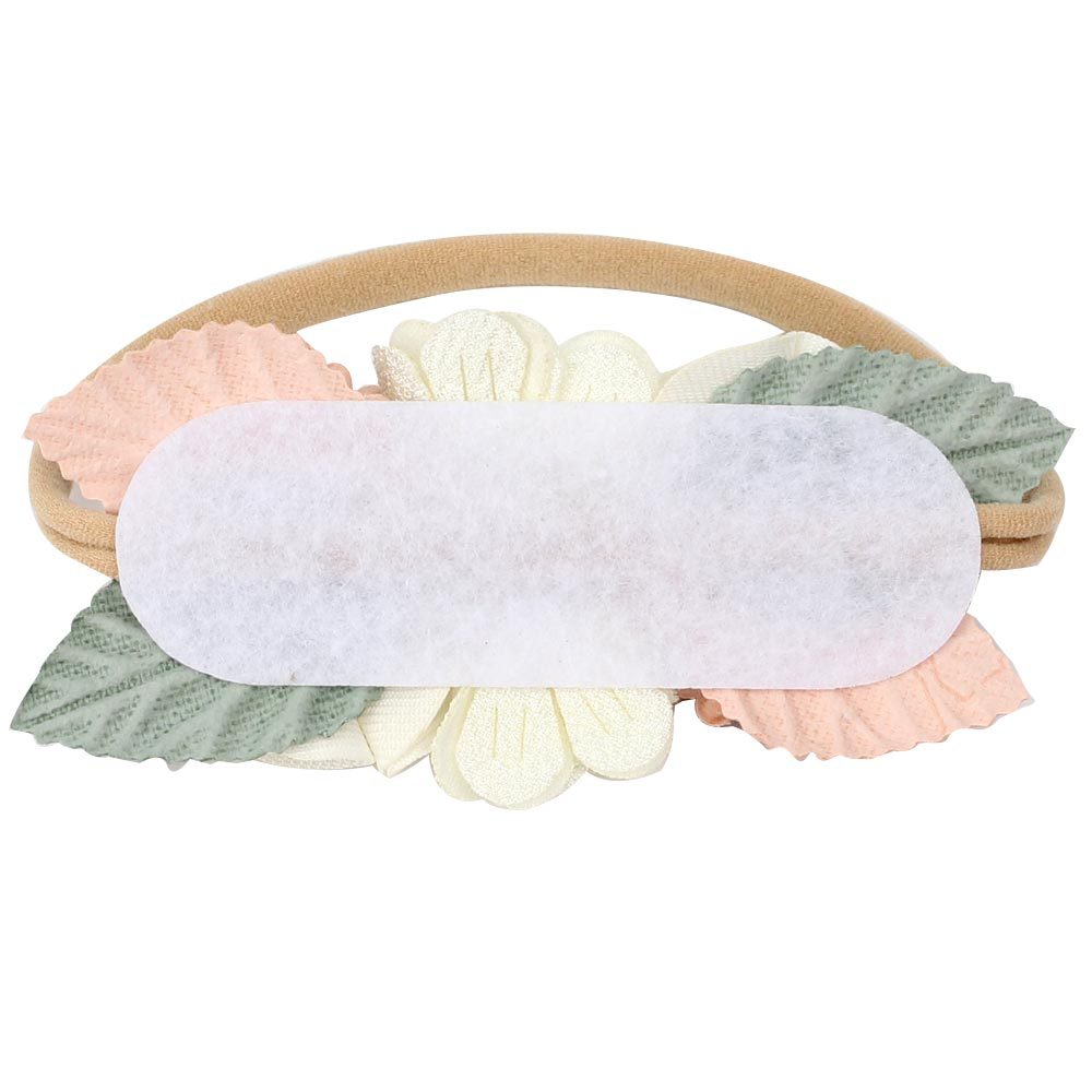 Baby's Hundred Day Full Moon Photo Halogen Protection Hair Band Beige Pearl Rhinestone Nylon Headband
