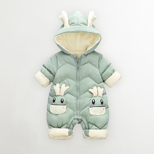 OLEKID Baby Winter Snowsuit Plus Velvet Thick Baby Boys Jumpsuit 0-2 Years Newborn Romper Baby Girls Overalls Toddler Coat
