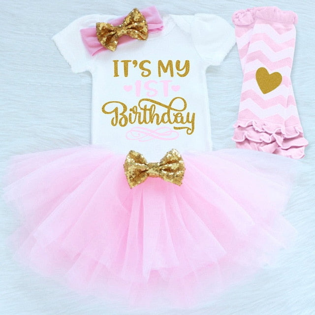 1 Year Baby Girl Dress Princess Girls Tutu Dress Tolldler Kids Clothes Baby Baptism 1st First Birthday Outfits vestido de bebes