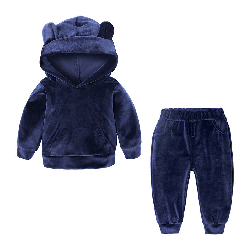 Children's Clothing Boys And Girls Suits Sports And Leisure Gold Velvet Two-Piece Children's Clothes