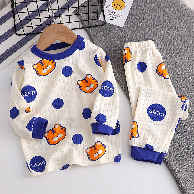 Autumn New Jacquard Cotton Suit Long-Sleeved Underwear Children's Pajamas Home Clothes