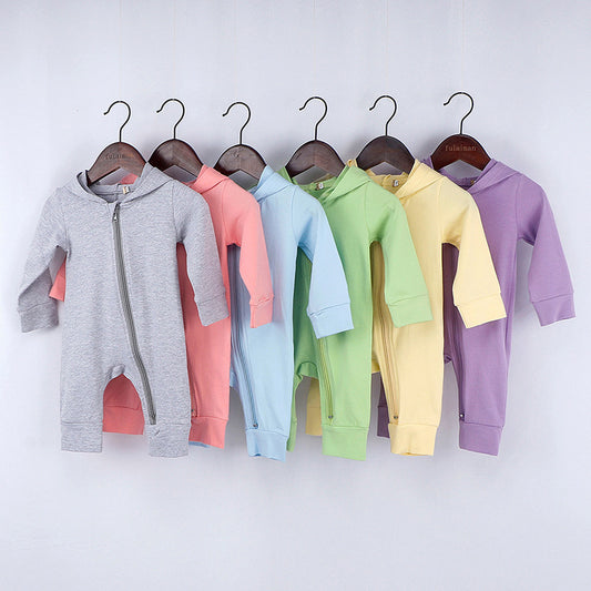 New Style Baby Long Sleeve Crawling Suit Spring And Autumn Dinosaur Hooded Zipper One-Piece Romper Long Crawling Suit
