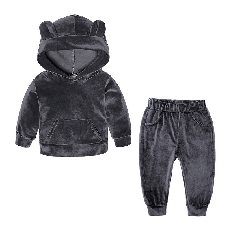 Children's Clothing Boys And Girls Suits Sports And Leisure Gold Velvet Two-Piece Children's Clothes