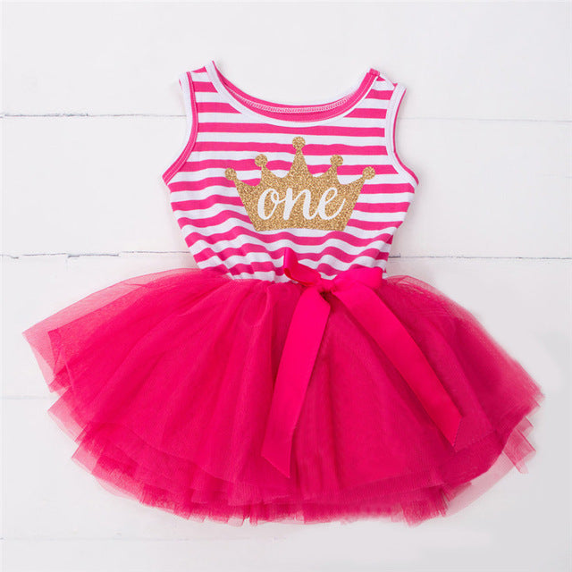 1 Year Baby Girl Dress Princess Girls Tutu Dress Tolldler Kids Clothes Baby Baptism 1st First Birthday Outfits vestido de bebes