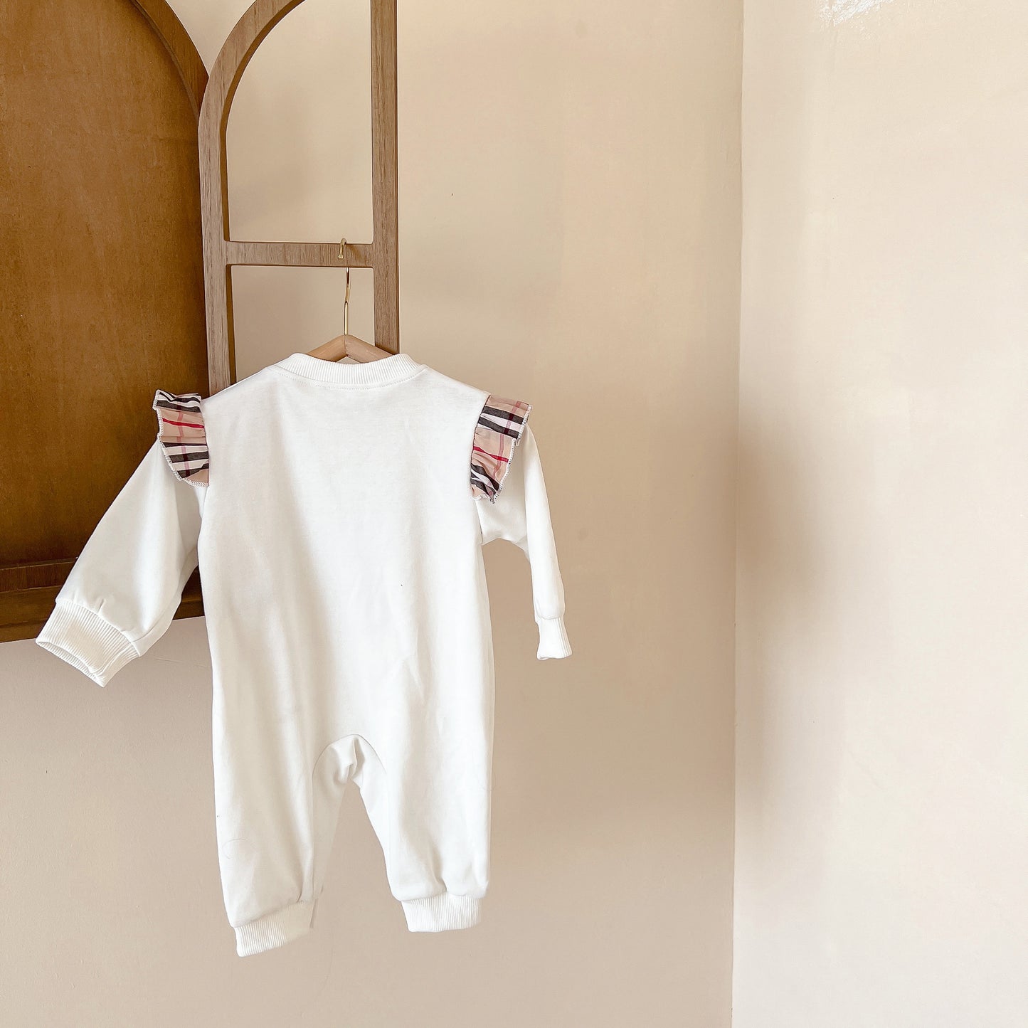 Autumn Newborn Plaid Love Bow Infant Baby Romper Jumpsuit Boys and Girls Cotton Climbing Clothes