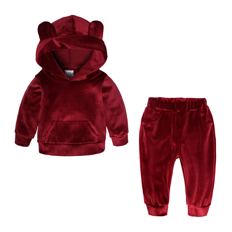 Children's Clothing Boys And Girls Suits Sports And Leisure Gold Velvet Two-Piece Children's Clothes