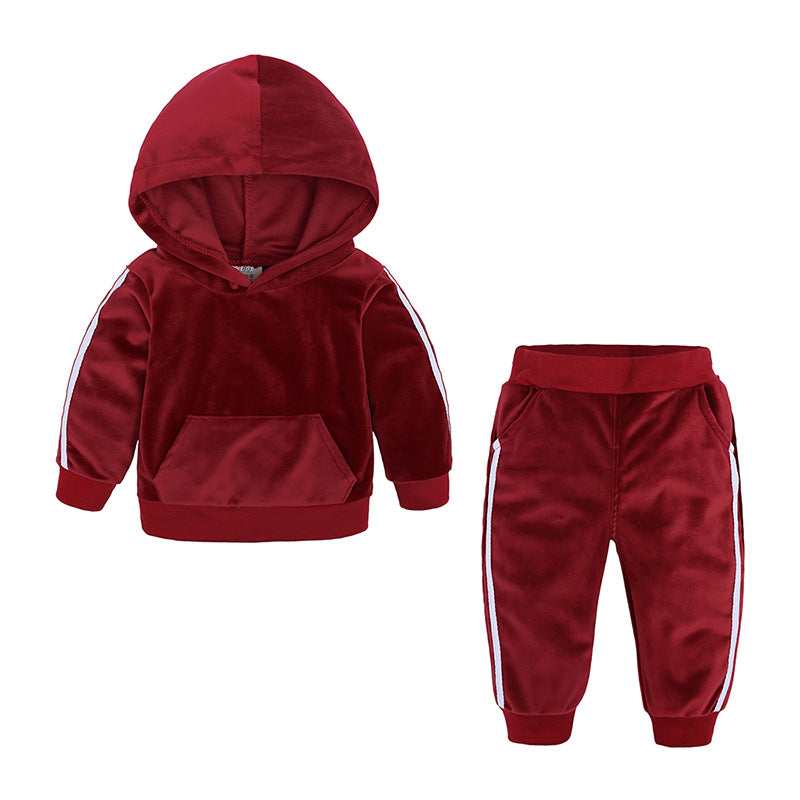 Children's Clothing Boys And Girls Suits Sports And Leisure Gold Velvet Two-Piece Children's Clothes