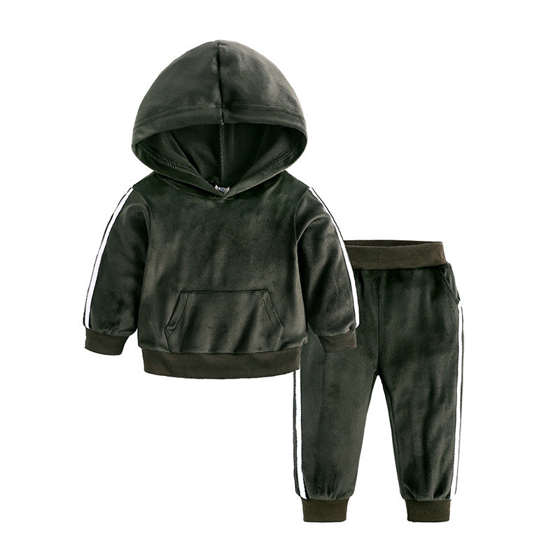 Children's Clothing Boys And Girls Suits Sports And Leisure Gold Velvet Two-Piece Children's Clothes